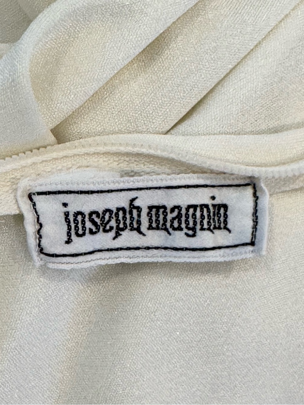 Joseph Magnin Silky Satin Ivory Vintage Goddess Maxi Gown Halter Kaftan Dress - Picture 3 of 15